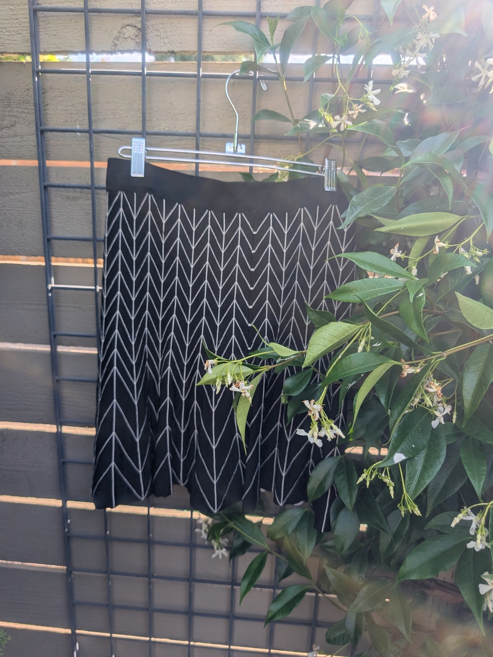 Black Chevron Pattern A-Line Skirt